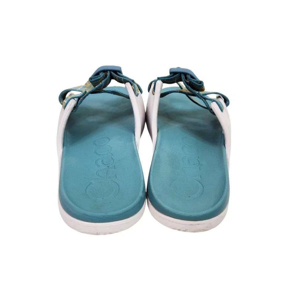 CHACO Sandals Kids 5 36 Blue Plaid Strappy Adjustable Slide Outdoor Water Shoes
